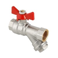 Кран шаровой со встроенным фильтром, рукоятка бабочка 1/2" вн.-вн.
