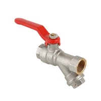 Кран шаровой со встроенным фильтром, стальная рукоятка 1/2" вн.-вн.