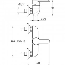 Смеситель душ MELODIA Metallica картридж 35мм хром