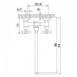 Смеситель ванна MELODIA Galateo длинный излив крест керамика