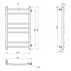 Полотенцесушитель MELODIA Classica 40*80*1" П7 м/о 60 бок.подкл.
