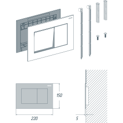 Комплект инсталляции для унитаза RIVO Set A с панелью смыва RIVO Touch Line Хром глянцевый