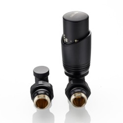 Комплект терморегулирующего оборудования для радиатора угловой 1/2 ", черный Комплект терморегулирующего оборудования для радиатора угловой 1/2 ", черный