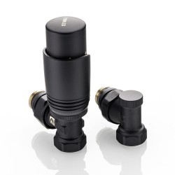 Комплект терморегулирующего оборудования для радиатора угловой 1/2 ", черный Комплект терморегулирующего оборудования для радиатора угловой 1/2 ", черный