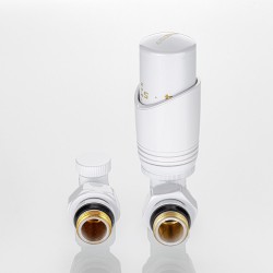 Комплект терморегулирующего оборудования для радиатора угловой 1/2 ", белый Комплект терморегулирующего оборудования для радиатора угловой 1/2 ", белый