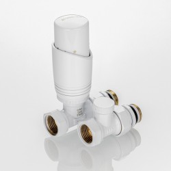 Комплект терморегулирующего оборудования для радиатора прямой 1/2 ", белый Комплект терморегулирующего оборудования для радиатора прямой 1/2 ", белый