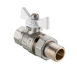 Кран шаровой BASE-ГОСТ со сгоном с белой рукояткой-бабочкой вн.-нар. DN15, PN40, 1/2"