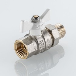Кран шаровой BASE-ГОСТ со сгоном с белой рукояткой-бабочкой вн.-нар. DN15, PN40, 1/2"