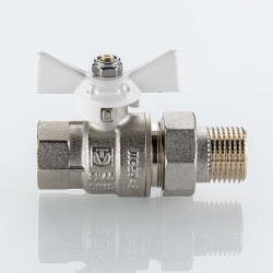 Кран шаровой BASE-ГОСТ со сгоном с белой рукояткой-бабочкой вн.-нар. DN15, PN40, 1/2"