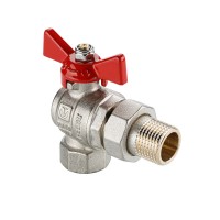Кран шаровой BASE-ГОСТ угловой со сгоном с рукояткой-бабочкой вн.-нар. DN20, PN40, 3/4"