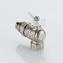Кран шаровой BASE-ГОСТ угл со сгоном и штуцером с белой рукояткой-бабочкой вн.-нар. DN20, PN40, 3/4"