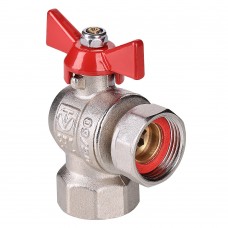 Кран шаровой BASE угловой с накидной гайкой 1/2" вн.-вн. (короткий)