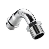 Отвод 90* с переходом на  нар. р., нерж. сталь 18х1/2" Отвод 90* с переходом на  нар. р., нерж. сталь 18х1/2"