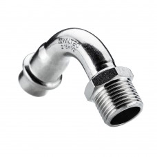 Отвод 90* с переходом на  нар. р., нерж. сталь 18х1/2" Отвод 90* с переходом на  нар. р., нерж. сталь 18х1/2"