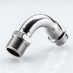 Отвод 90* с переходом на  нар. р., нерж. сталь 35х1" Отвод 90* с переходом на  нар. р., нерж. сталь 35х1"