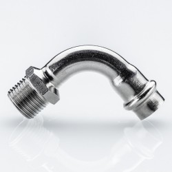 Отвод 90* с переходом на  нар. р., нерж. сталь 35х1" Отвод 90* с переходом на  нар. р., нерж. сталь 35х1"