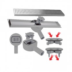 Душевой лоток 700мм поворотный 360&deg; с сухим затвором, нерж. сталь, выпуск 40/50мм VIEIR