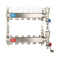 Коллекторная группа без расходомерами без кранов 1"x3/4" нержавеющая сталь 6 выхода