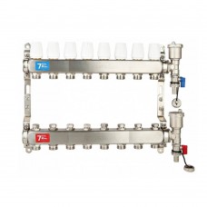 Коллекторная группа без расходомерами без кранов 1"x3/4" нержавеющая сталь 8 выхода