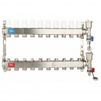 Коллекторная группа без расходомерами без кранов 1"x3/4" нержавеющая сталь 10 выхода