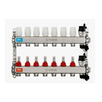 Коллекторная группа с расходомерами без кранов 1"x3/4" нержавеющая сталь 7 выхода