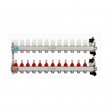 Коллекторная группа с расходомерами без кранов 1"x3/4" нержавеющая сталь 12 выхода