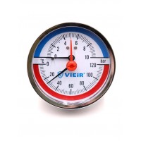 Термоманометр аксиальный Dn 80 мм 1/2, 120°C, 10 бар VIEIR