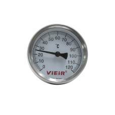Термометр биметаллический d 63мм, с погружной гильзой 1/2 0-120℃ VIEIR