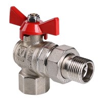 Кран шаровой BASE угловой с накидной гайкой 1/2" вн.-нар. (короткий)